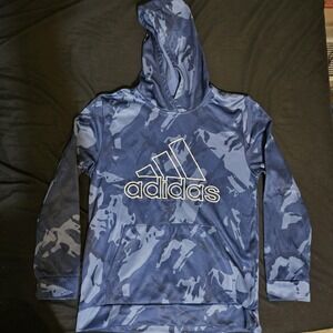 Adidas Blue Hoodie Youth XL (18-20) Sports Athletic Wear Water Camo